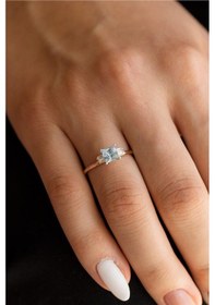 Resim Sky Blue Topaz Taşlı Pırlanta Yüzük 