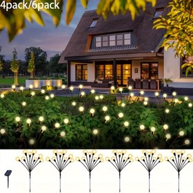 Resim 6'li Paket (60LED) FACHOI Dış Mekan Güneş Enerjili Ateşböceği Işıkları, 4'lü Paket (40LED) Bahçe, Avlu ve Patyo Dekorasyonu için Uygun, Rüzgarla Uçar, Gece Daha Romantik, 8 Ayarlı (Sıcak Renk) - Düğün ve Parti Aydınlatması 