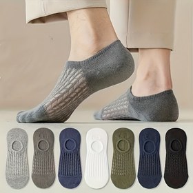 Resim 7 Çift Erkekler için Örgü Göstermeyen Çoraplar - Nefes Alabilen, Nem Emici, Kaymaz, Kısa Ekip Uzunluğu, Yazlık Temel, Makine Yıkanabilir, Hafif Örgü Kumaş, Hafif Çoraplar | Nötr Renkli Çoraplar | Örgü Dokusu, Teri Tutmayan 
