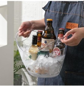Resim 2 Adet Buz Kovası 4 Litre Şampanya Şarap Kovası Temiz Akrilik İçecek Küveti Parti İçecekler Şarap, Şampanya Veya Bira Şişeleri Bar Malzemeleri İçin Buz Küveti Buzlu 