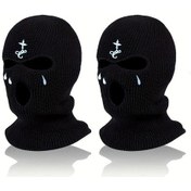 Resim Userfriendly11 Siyah 2 Adet Balaklava Yüz Maskesi Yumuşak Akrilik 3 Delik Tasarım Kış Sporları Elde Yıkanabilir Siyah+siyah 