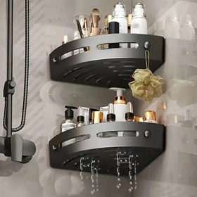 Resim 2 Adet Banyo Köşe Duş Rafı, Matkap Gerektirmeyen Yapışkanlı Duvara Monte Şampuan Tutucu, 6 Şişe Saç Kremi Taşıyabilir 