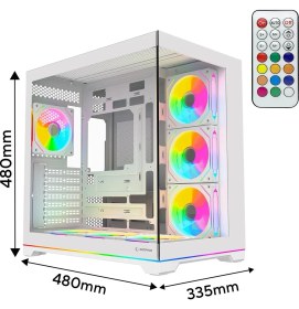 Resim Rampage Kaızer Kumandalı 7*12CM Argb Fan+Kontrolcü Pwm Fanlı Atx/m-Atx Beyaz Oyuncu Kasası 