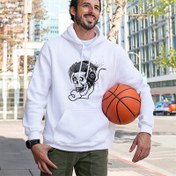 Resim Müzik Sever Kuru Kafa Tasarımlı Kapşonlu Sweatshirt 