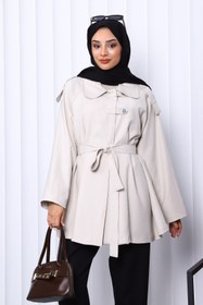 Resim İmajButik Taş Apolet Detaylı Kuşaklı Trençkot 