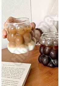 Resim Tilbe Home Boncuklu Pipetli Cam Bardak Üzüm Tanesi Şeklinde Meşrubat Bardağı Seti 2'li 350 ML 