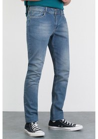 Resim HLT Jeans Erkek Açık Mavi Taşlamalı Slim Fit Denim Jeans Kot Pantolon 