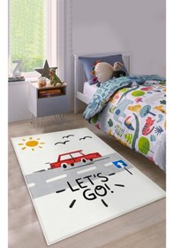 Resim Arabalı Çocuk Odası Halısı Çok Renkli 