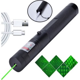 Resim newnet Metal Kasa Yüksek Kaliteli Yeşil Lazer İşaretçi Usb Şarjlı 5 Km Menzilli Laser Pointer 