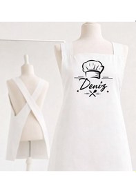 Resim Bk Gift Kişiye Özel İsimli Çapraz Askılı Beyaz Mutfak Önlüğü - 6, Aşçı Önlüğü, Şef Önlüğü, Anneye Hediye Kobitmeyencom35940 Bk Gift Renkli 