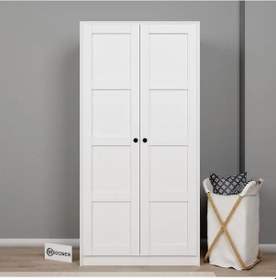 Resim Lucas 2 Kapaklı Çift Askılı Elbise Dolabı - Mat Beyaz Beyaz 