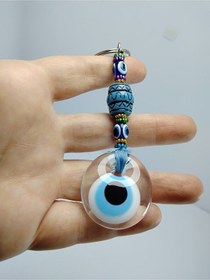 Resim El Yapımı Saydam Cam Nazar Boncuklu Anahtarlık Hediyelik Aksesuar 