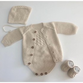 Resim Nedabella Vintage Fıstık Örgü Set Takım/%100 Doğal Örgü/yeni Doğan Bebek/ Bebek Giyim Hediyelik 