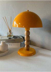 Resim Bamyum Sarı Mantar Masa Lambası Dekoratif Abajur Çocuk Odası Başucu Lambası Okuma Lambası 