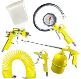 Resim B.H.D TOOLS 5li Havalı Set Boya Tabancası Mazot Tabancası Hava Şişirme Lastik Şişirme ve Esnek Hortum 