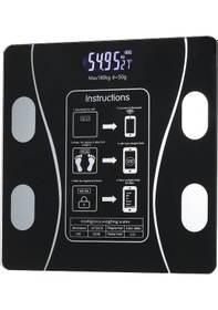 Resim Siyah Akıllı Vücut Yağlığı Terazi - Bluetooth Uygulamalı, Usb Şarjlı, 0.2-180 Kg Aralığı, Led Ekranlı 