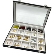 Resim Dijital Çarşı 20 Bölmeli Yüzük Küpe Çok Amaçlı Malzeme Takı Kutusu Siyah 