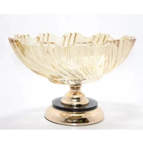 Resim Marsilyan- Lüks Ayaklı Kristal Cam Gondol Sunumluk Gold Detaylı 