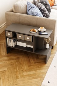 Resim Hofga Sümela Raflı Yan Sehpa - Gazetelik, Dergilik, Kitaplık Antrasit 