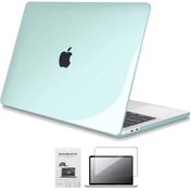 Resim Apple 13\ Macbook Pro M2 A2686 Kristal Yeşil Kılıf Koruyucu +Ekran Filmi 