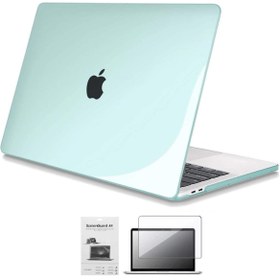 Resim Apple 13\ Macbook Pro M2 A2686 Kristal Yeşil Kılıf Koruyucu +Ekran Filmi 