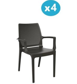 Resim Omnipazar Sy-2504 Plastik İcon Bahçe Koltuk Sandalye 4'lü Set Kahverengi 