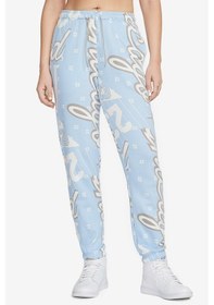 Resim Nike Jordan Fleece Allover Printed Loose Fit Pants Kadın Bol Kesim Eşofman Altı Mavi 