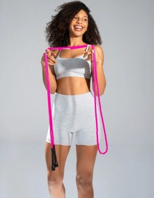 Resim Renkli Boncuklu Atlama İpi - Pembe 