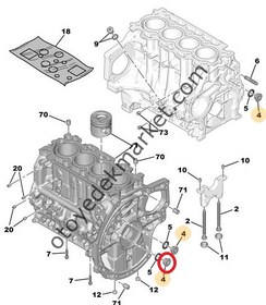 Resim PEUGEOT 207 1.4 HDİ MOTOR BLOK TAPASI (ORJİNAL) 