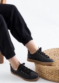 Resim Stilbagshoes GİSELLE LAZER BASKILI KAUÇUK TABAN KADIN SPOR AYAKKABI SİYAH 