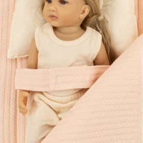 Resim Uyku Tulumu ve Baş Şekillendirici Yastık - Somon Örgü - Krem Muslin 