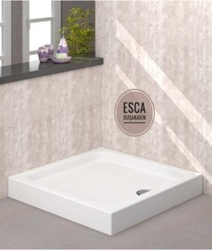 Resim Esca 80x80 Kare Monoblok Duş Teknesi H-12 Cm Yükseklik Kaliteli Sert Akrilik - Duşakabin 