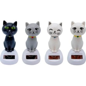 Resim Akıllı Durak Güneş Enerjili Sallanan Kedi Figürü 