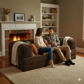 Resim MONAMI Dechome Meganest Modern Fitilli Kadife Kanepe| Yatak Olabilen, Dayanıklı Orta Sert Sünger, Yıkanabilir Kılıf 