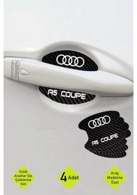 Resim Karbon Tasarımlı Audi A5 Coupe Kapı İçi Çizik Koruma Ve Estetik Folyo Seti - 4 Parça A5 Coupe Yazılı 4 Adet 