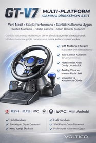Resim Voltico GT-V7 Çoklu Platform Gaming Direksiyon Seti 180 Derece PS4 / PS3 / PC / Xbox / NS / Android Uyumlu 