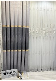 Resim Nivemeshome Amasra Ft614164 V-5403 Gri 1/3 Sık Pileli Fon Perde Apm Gri 