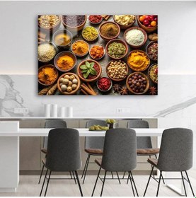 Resim Lezzetin Rengi: Dünya Mutfaklarından Baharat Ve Bakliyat Cam Tablo 