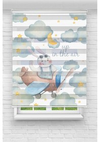 Resim Perdecizade Enxboy Pilot Tavşan Dijital Baskılı Zebra Perde-cocuk Odası-stor Perde Renkli 