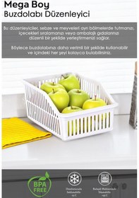 Resim 4 Adet Mega Boy Buzdolabı, Dolap Içi Düzenleyici Organizer, Büyük Boy Buzdolabı Düzenleyici Beyaz 