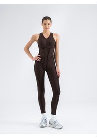 Resim Lismina Sculpt Line Askılı Spor Tayt Tulum Kahverengi 