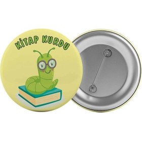 Resim Kitap Kurdu Çanta Rozeti 20 Adet En Büyük Boy 5.8cm İğneli Broş 