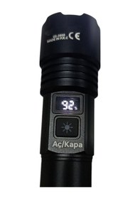 Resim Büro Ev Ofis İş Güvenliği İçin 2800mah Şarjlı Lamba 1300lm Tg Led Işıklı Zoomlu El Feneri Gri 