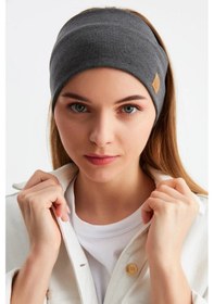 Resim Kadın %100 Pamuklu Termal, Kaymaz, Terletmez, Ultra Hafif, Spor Saç Bandı Bandana - Tek Ebat / Füme Füme 