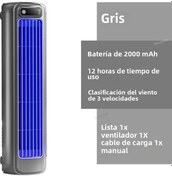 Resim Taşınabilir Kule Vantilatör Klima 2000mah Sessiz Gri, 