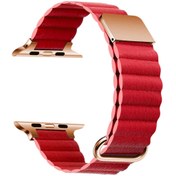 Resim ​​​Watch 40mm Uyumlu KRD-78 PU Deri Kordon Strap Kayış CLO- Kırmızı 