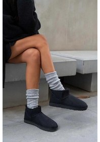 Resim Pierre Cardin 52126 Süet İçi Kürklü Mini Boy Bilekte Kısa Kadın Bot Siyah 
