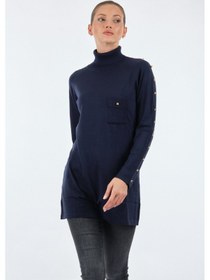 Resim Twomail MK2250020595 Balıkçı Yaka Uzun Kollu Kadın Tunik Lacivert 