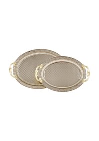 Resim Aroww Rossi 2'li Oval Tepsi - Gümüş Çok Renkli 