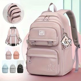 Resim Büyük Kapasiteli Çok Katmanlı Cep Sırt Çantası - Ayarlanabilir Askılı Şık Pembe İş Çantası, Laptop Bölmesi ve Dayanıklı Kumaş ile Orta ve Lise Öğrencileri İçin - Rahat Gündelik Sırt Çantası | Şık Tasarım | Fermuar Kapatma, Okul İçin Sırt Çantası 